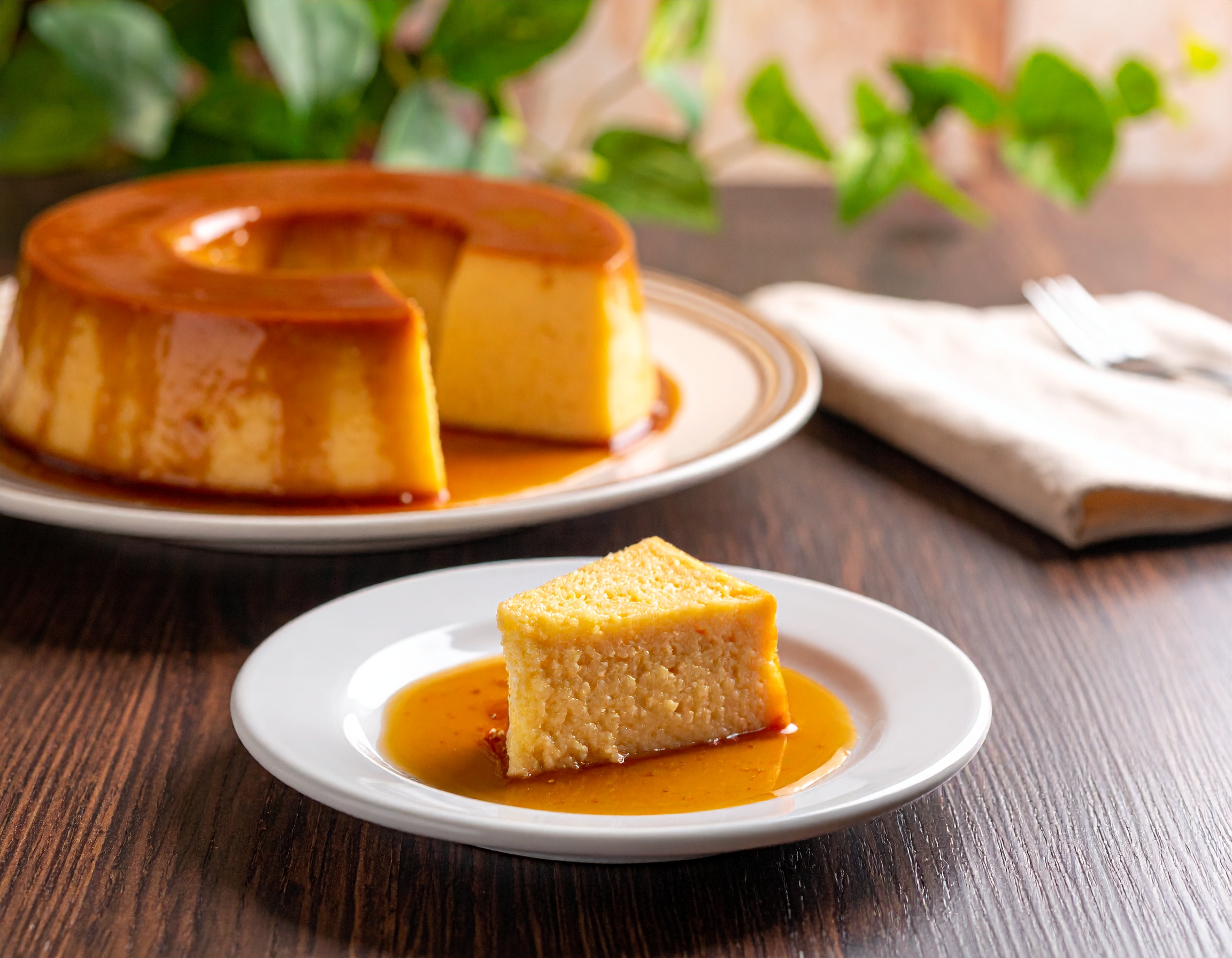 Pudim de leite condensado tradicional em banho-maria